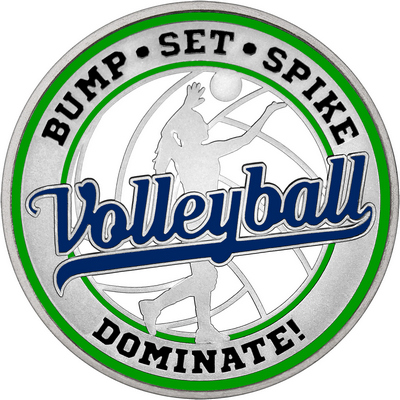 Navy Blue "Volleyball" with Green Outer Circular Borders